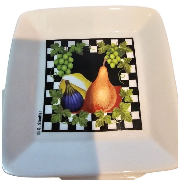 S. Stouffer Set Of 4 Square Decorative Coasters Fruit Kitchen Themed Home Decor - Picture 5 of 9